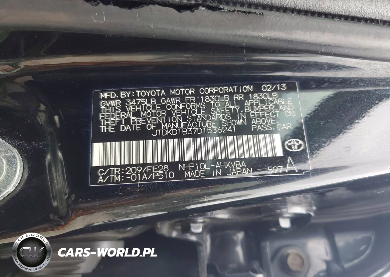2013 Toyota Prius C One VIN:JTDKDTB37D1536241 - 12