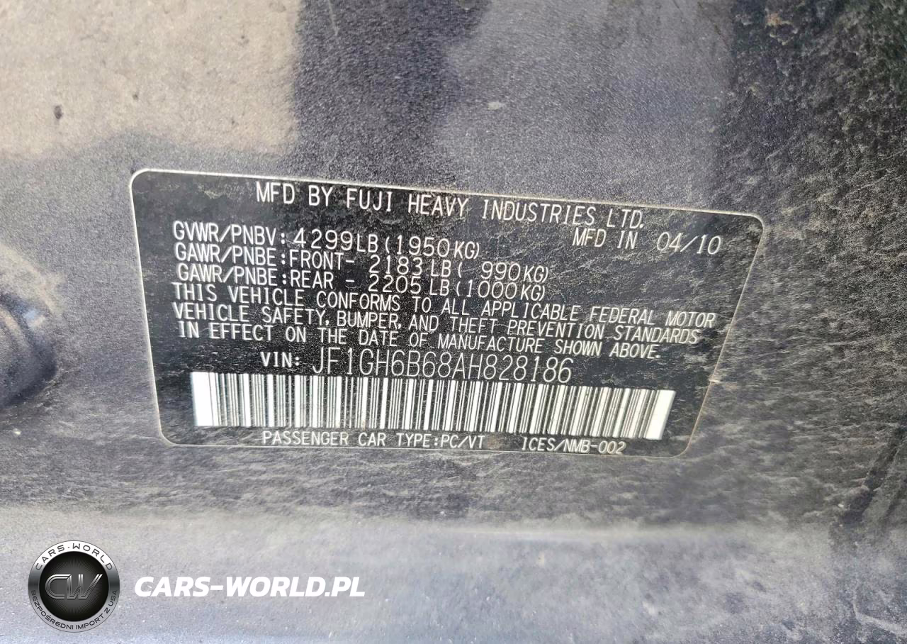 2010 Subaru Impreza 2.5I Premium VIN:JF1GH6B68AH828186 - 13