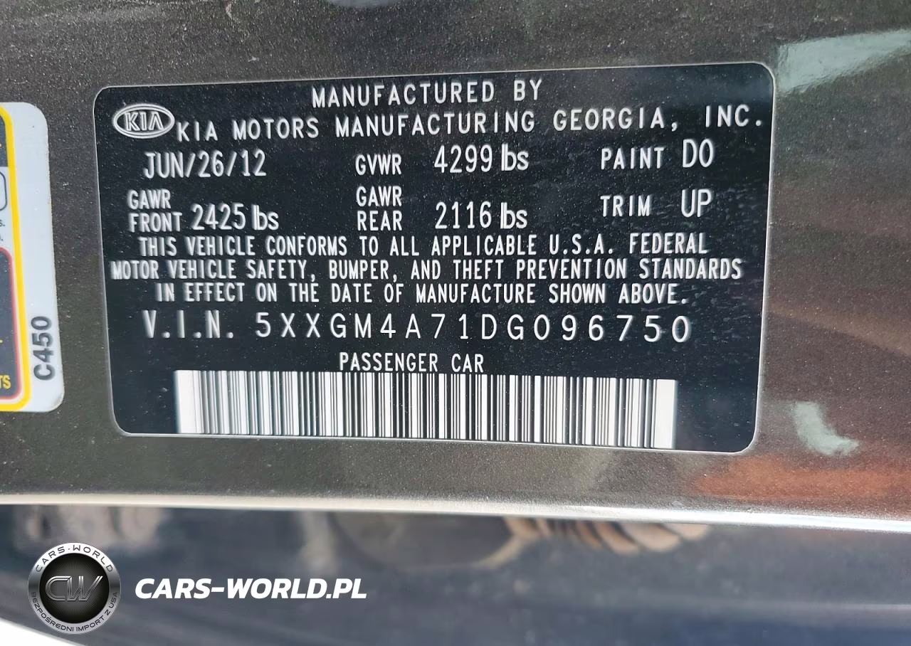 2013 Kia Optima Lx VIN:5XXGM4A71DG096750 - 12