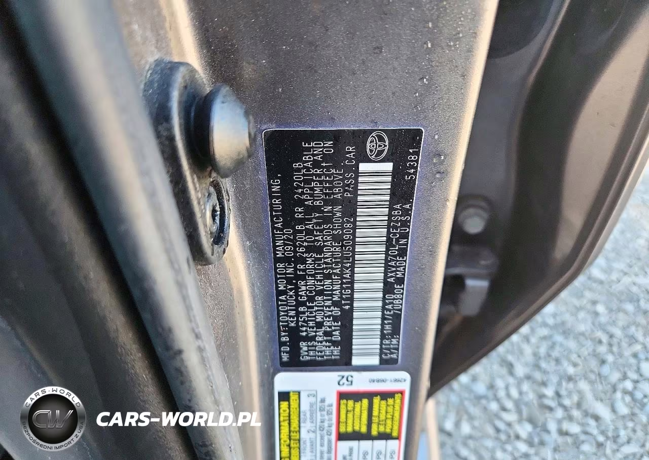 2020 Toyota Camry Se VIN:4T1G11AK4LU509082 - 13
