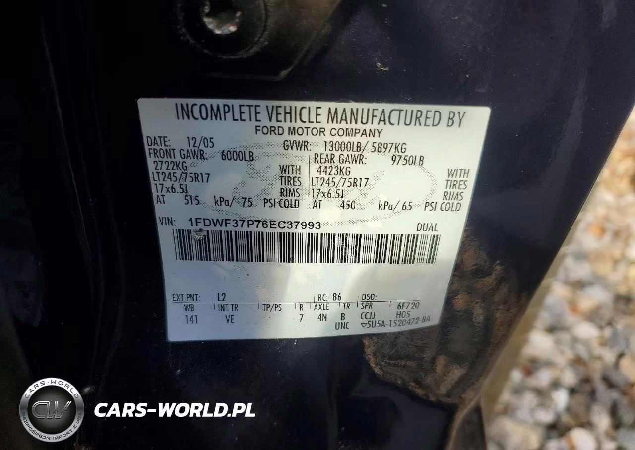 2006 Ford F350 Super Duty VIN:1FDWF37P76EC37993 - 12