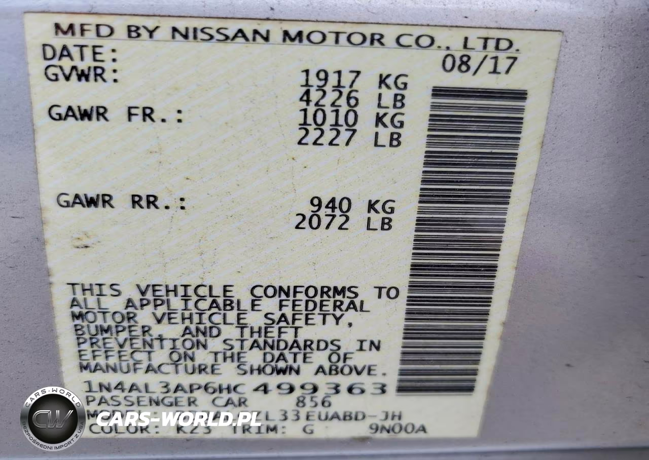 2017 Nissan Altima 2.5 S VIN:1N4AL3AP6HC499363 - 13