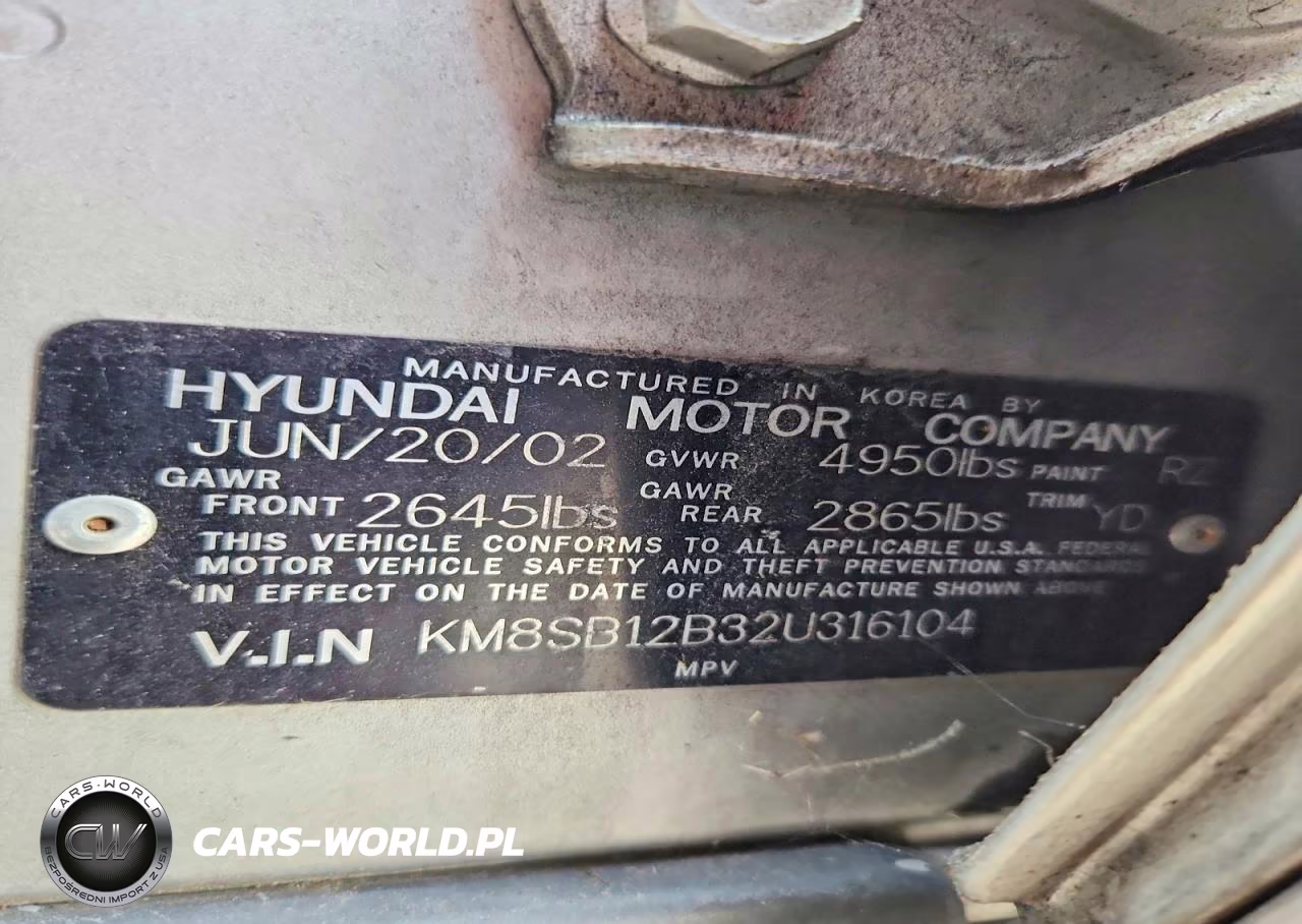 2002 Hyundai Santa Fe Base VIN:KM8SB12B32U316104 - 13