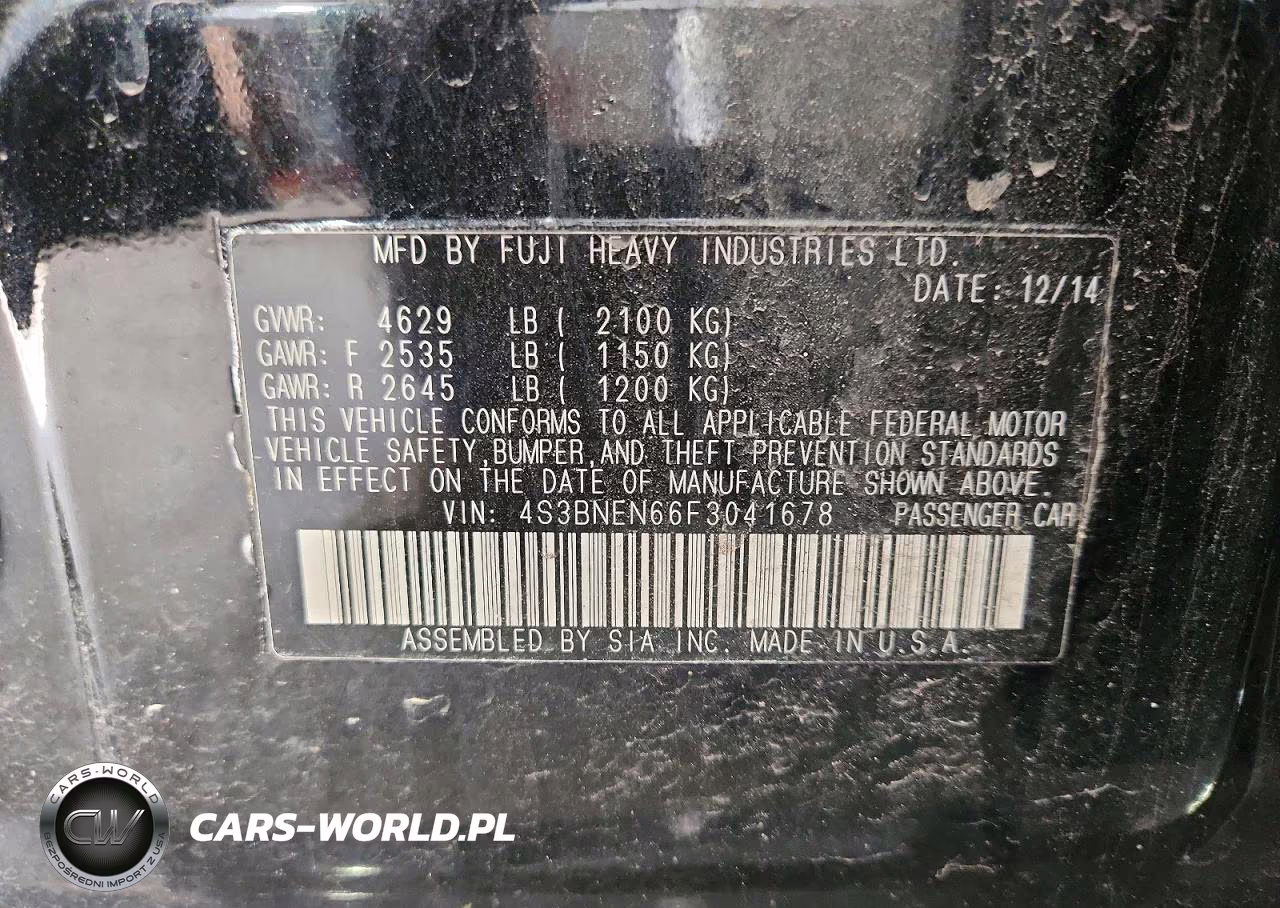2015 Subaru Legacy 3.6R Limited VIN:4S3BNEN66F3041678 - 12