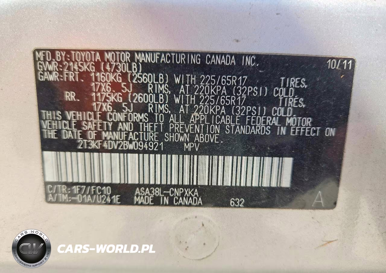 2011 Toyota Rav4 Base VIN:2T3KF4DV2BW094921 - 13