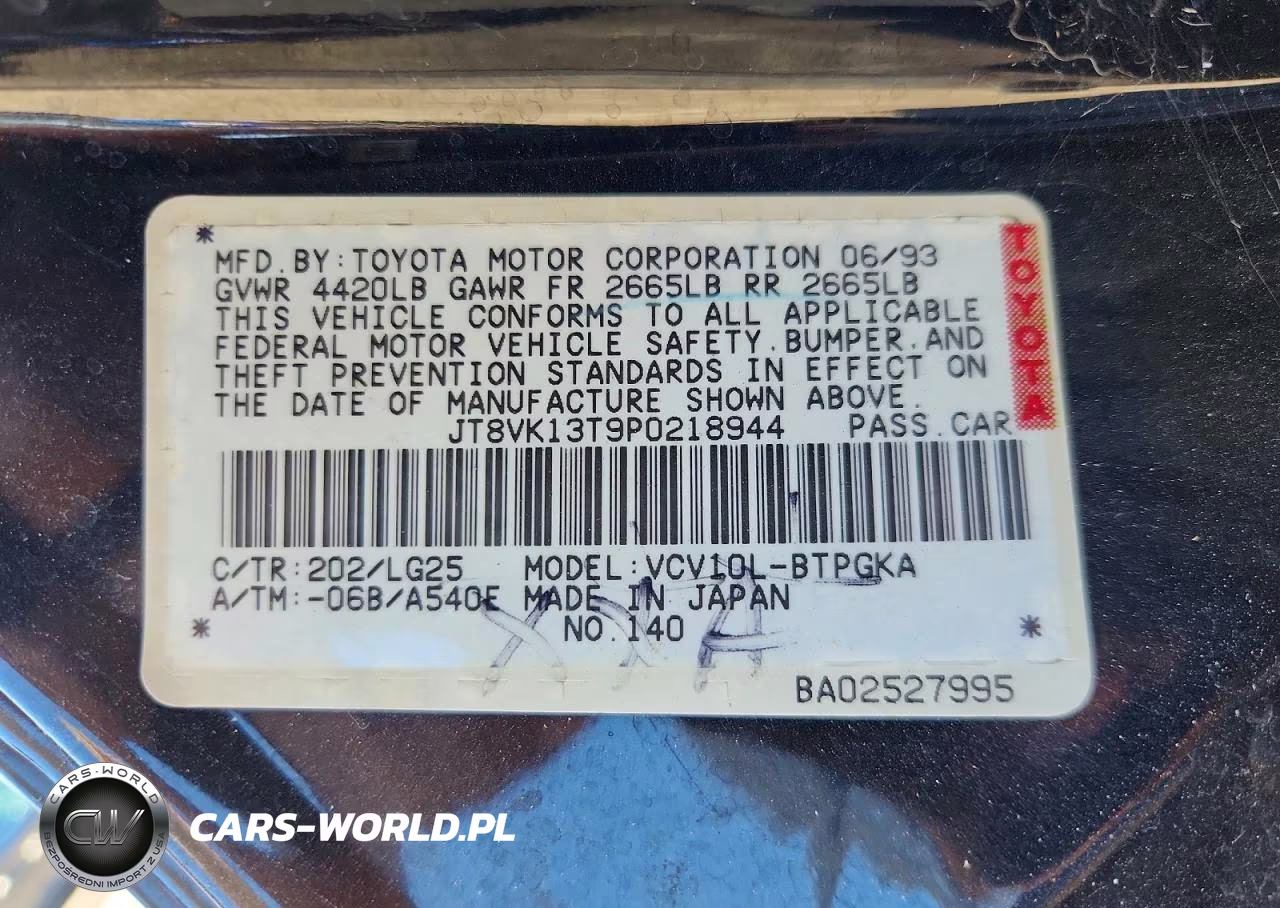 1993 Lexus Es 300 Base VIN:JT8VK13T9P0218944 - 12
