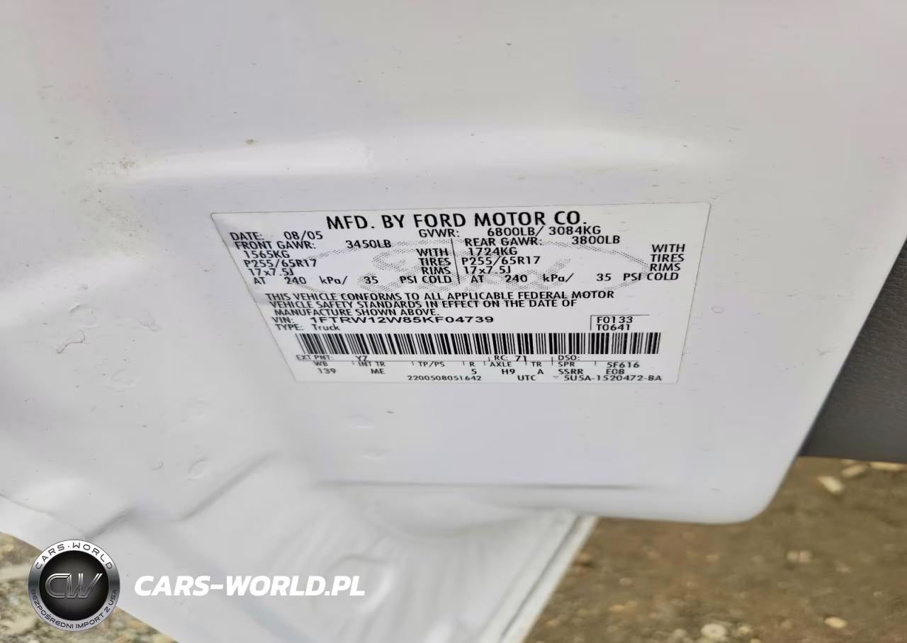 2005 Ford F150 Supercrew VIN:1FTRW12W85KF04739 - 12
