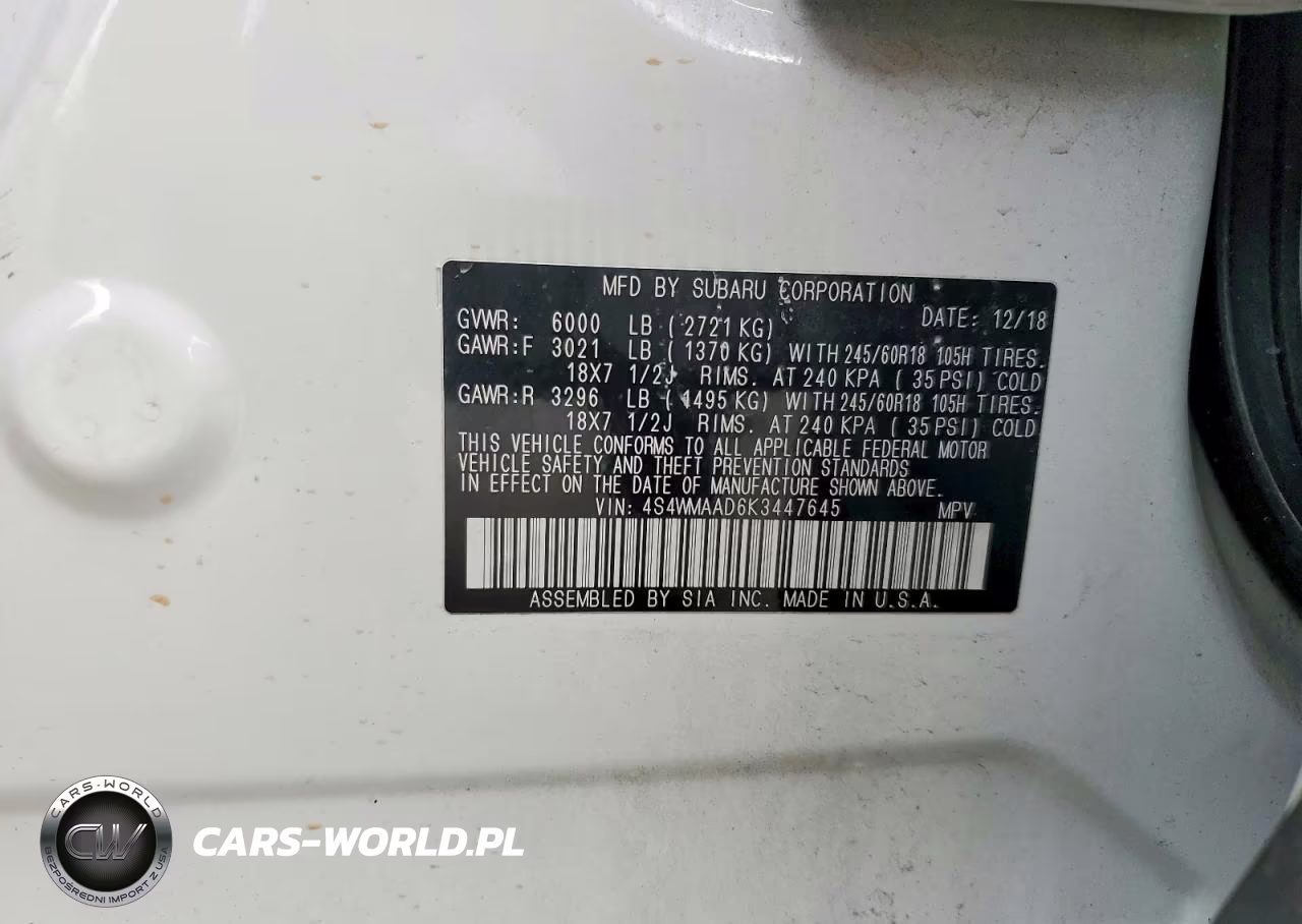 2019 Subaru Ascent VIN:4S4WMAAD6K3447645 - 12