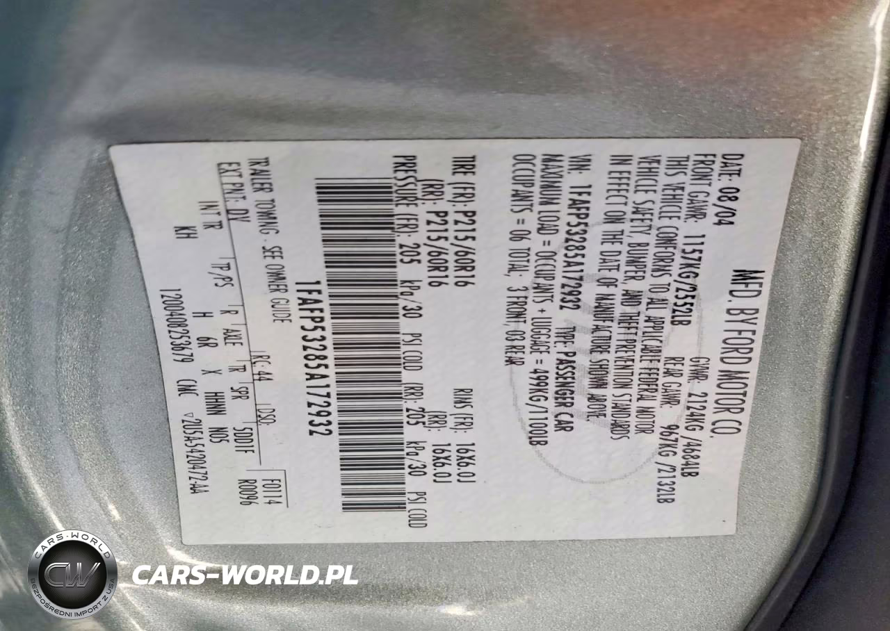 2005 Ford Taurus Se VIN:1FAFP53285A172932 - 12
