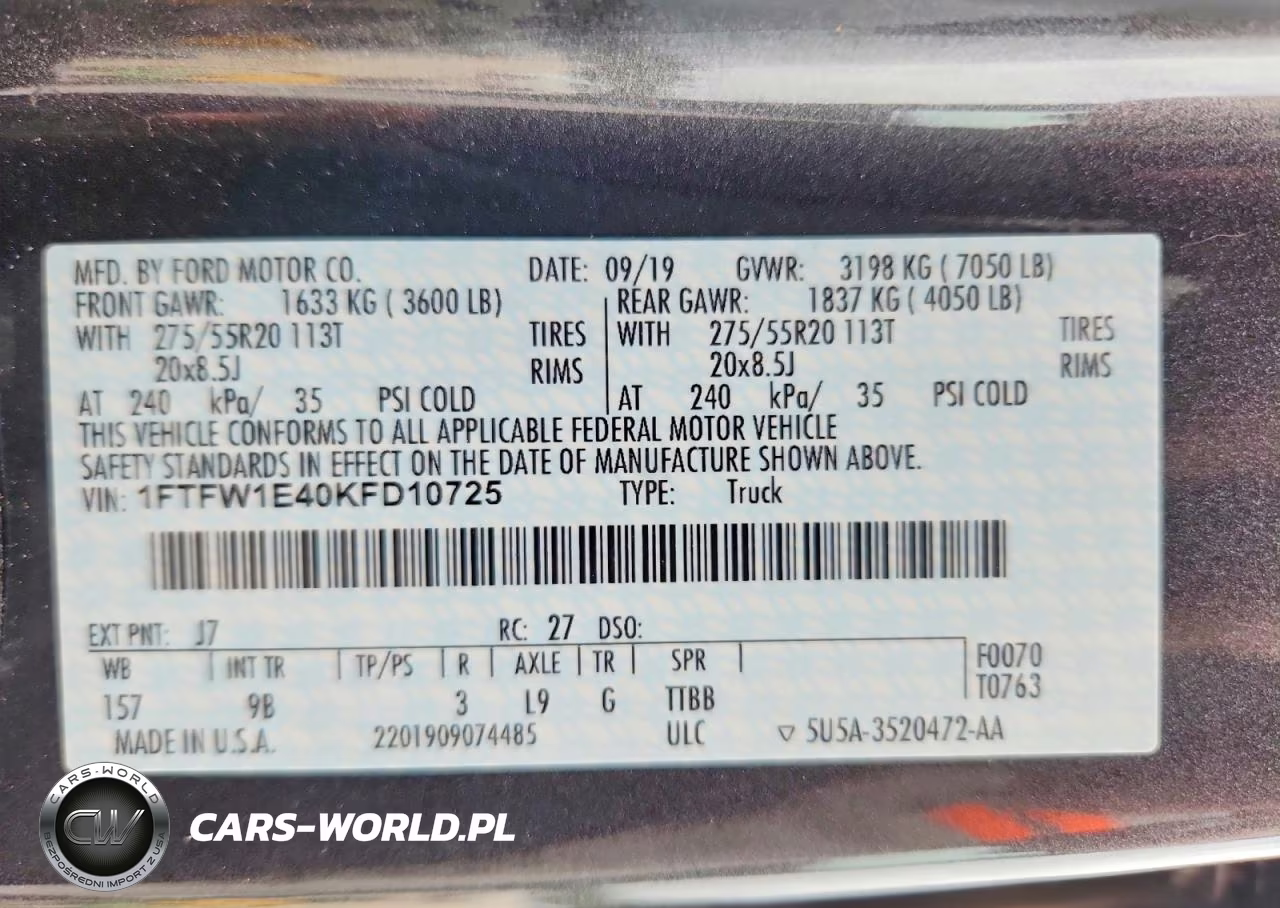 2019 Ford F150 Supercrew VIN:1FTFW1E40KFD10725 - 12