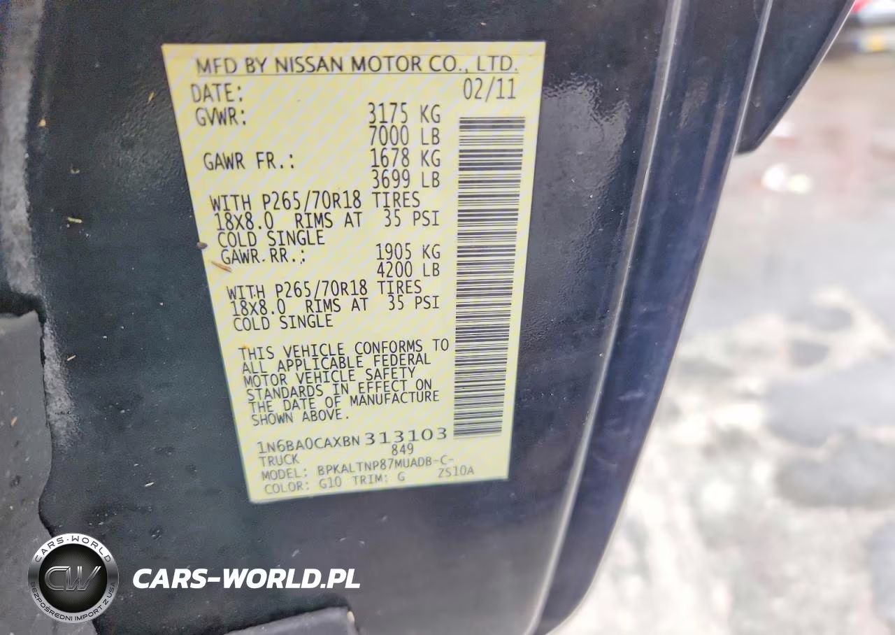 2011 Nissan Titan Sv VIN:1N6BA0CAXBN313103 - 13