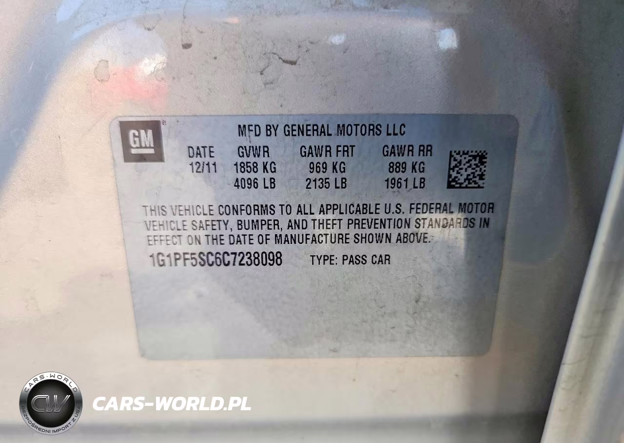2012 Chevrolet Cruze Lt VIN:1G1PF5SC6C7238098 - 12
