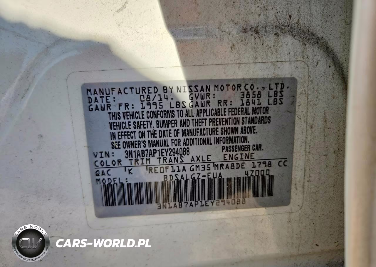 2014 Nissan Sentra Sl VIN:3N1AB7AP1EY294088 - 12