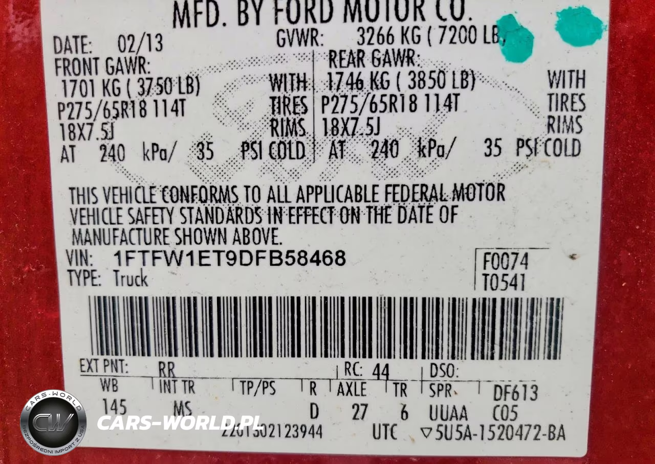 2013 Ford F150 Supercrew VIN:1FTFW1ET9DFB58468 - 12