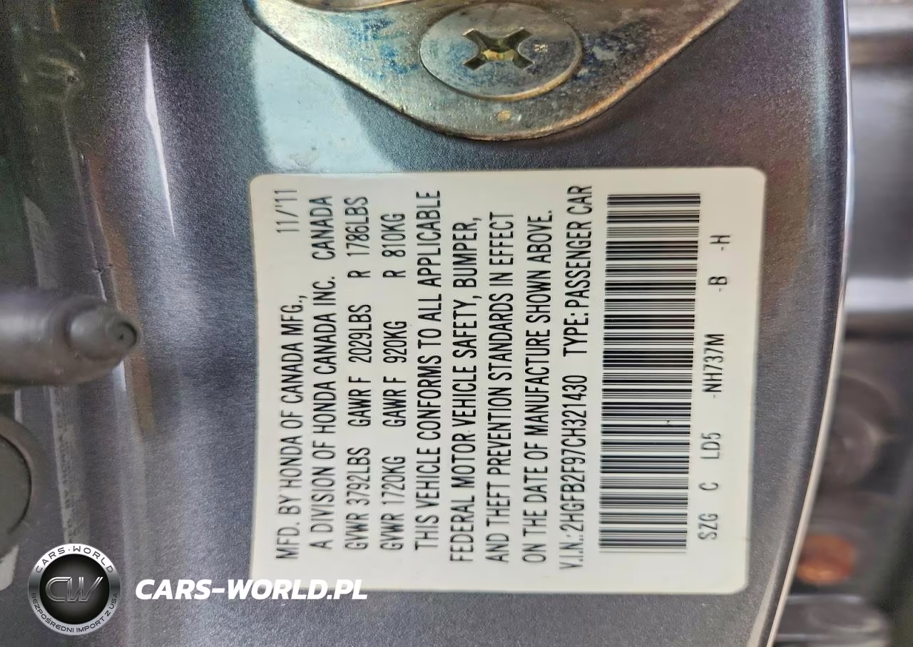 2012 Honda Civic Exl VIN:2HGFB2F97CH321430 - 12