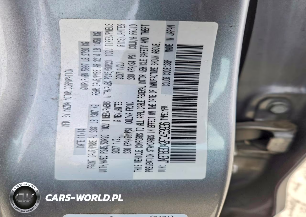 2015 Mazda Cx-9 Grand Touring VIN:JM3TB3DA2F0453936 - 14