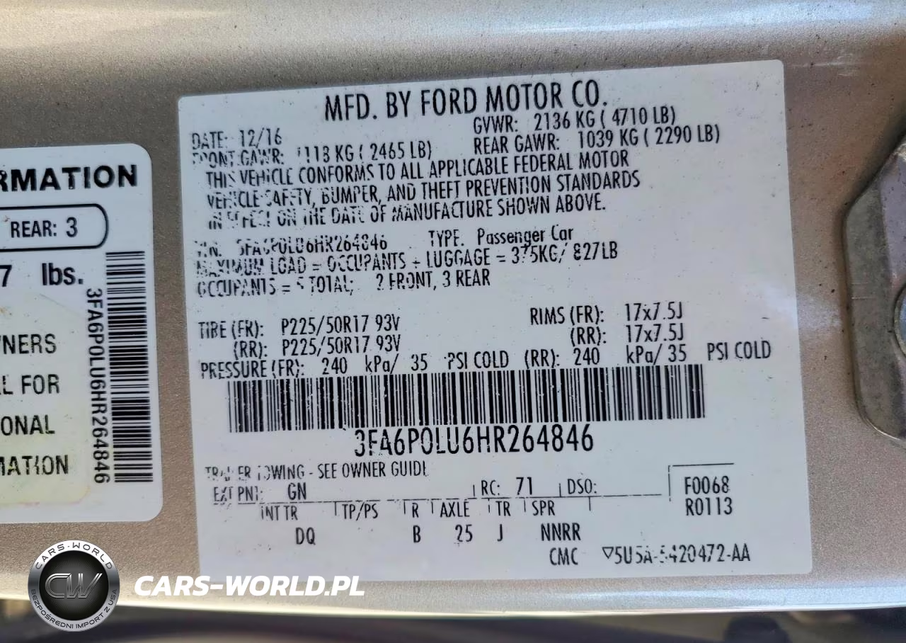 2017 Ford Fusion Se Hybrid VIN:3FA6P0LU6HR264846 - 12