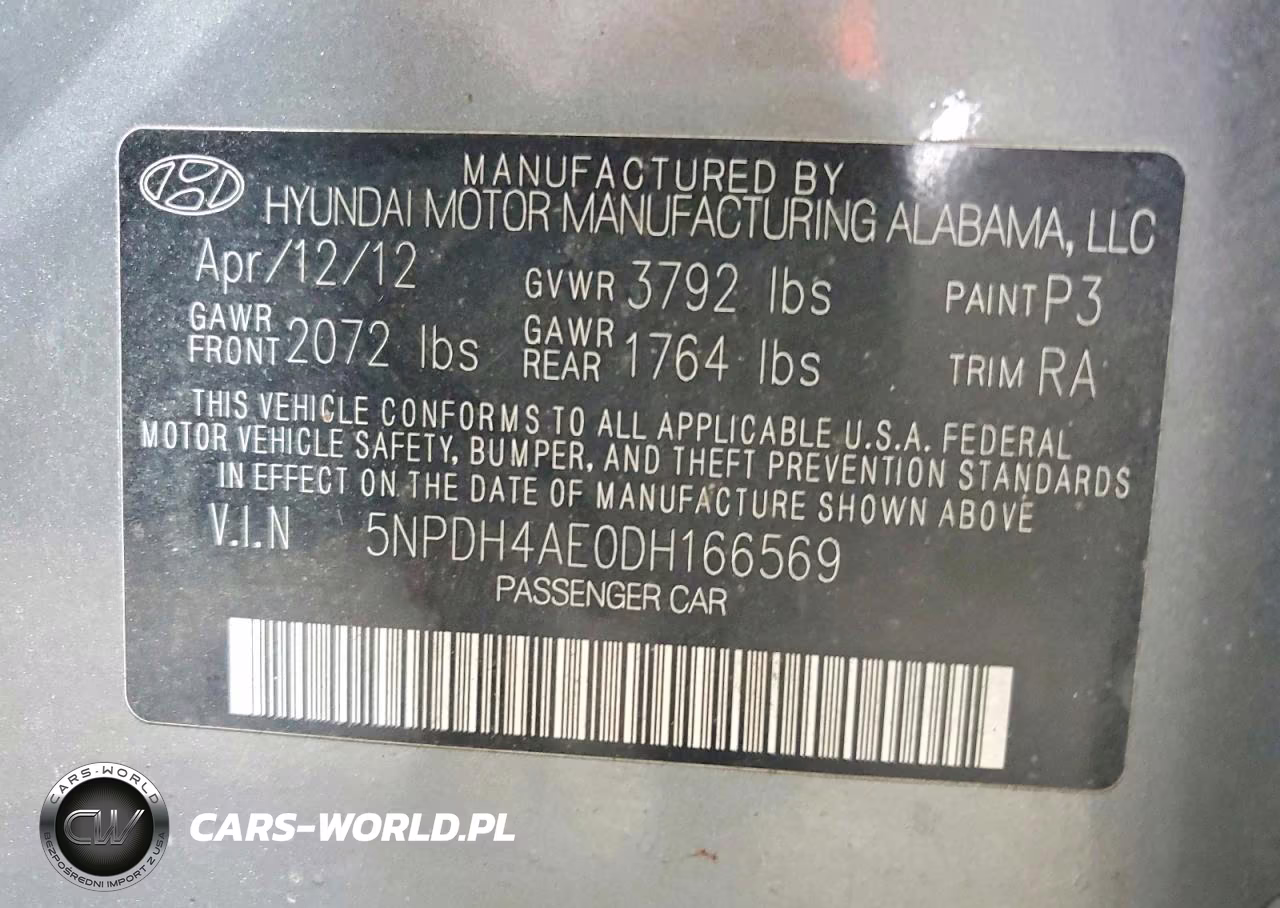 2013 Hyundai Elantra Gls VIN:5NPDH4AE0DH166569 - 12