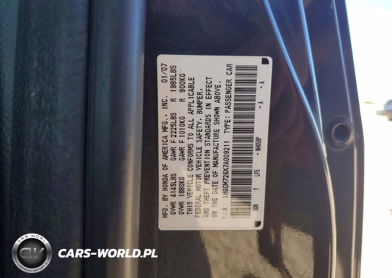 2007 Honda Accord Ex VIN:1HGCM726X7A009211 - 13