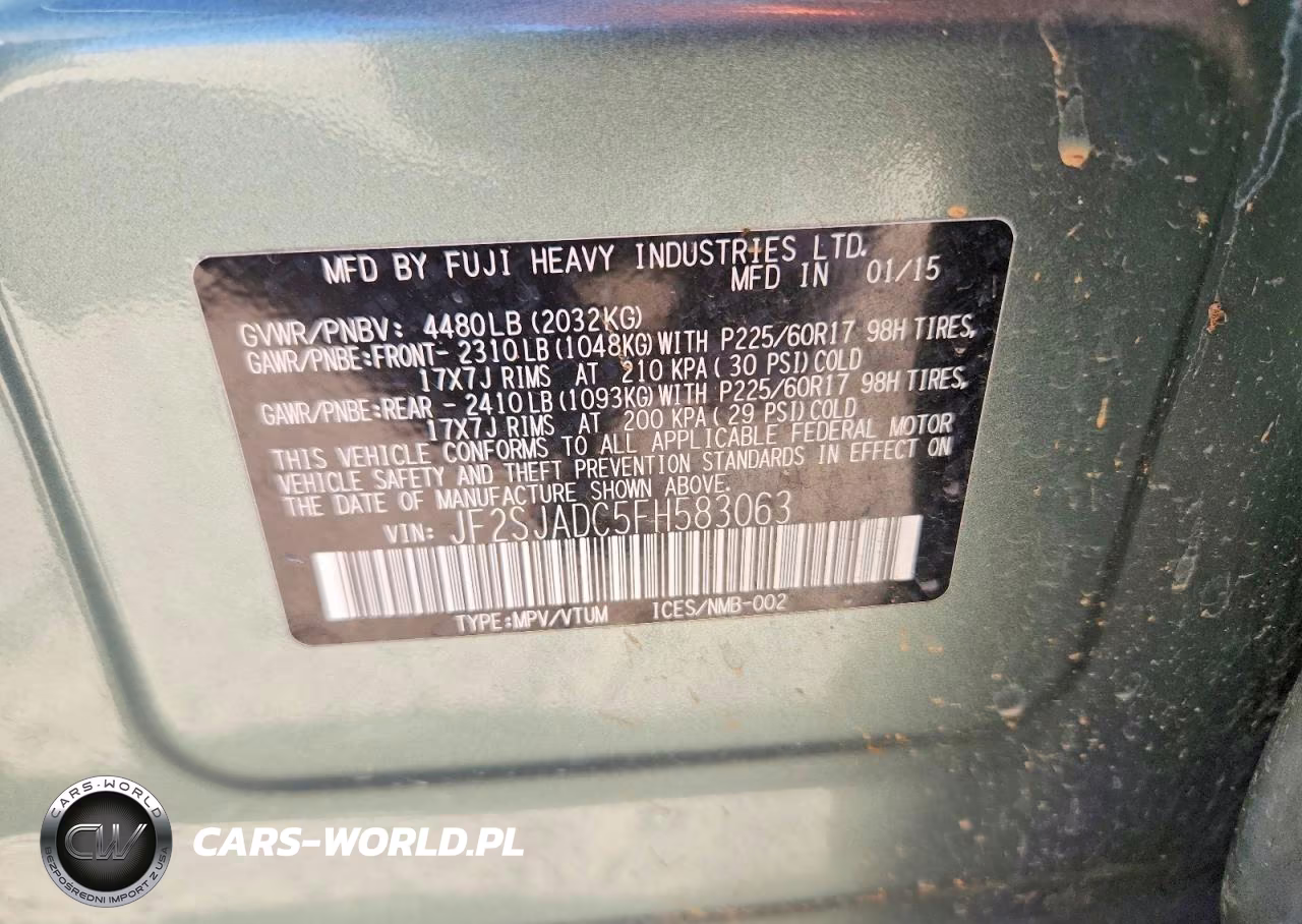 2015 Subaru Forester 2.5I Premium VIN:JF2SJADC5FH583063 - 12