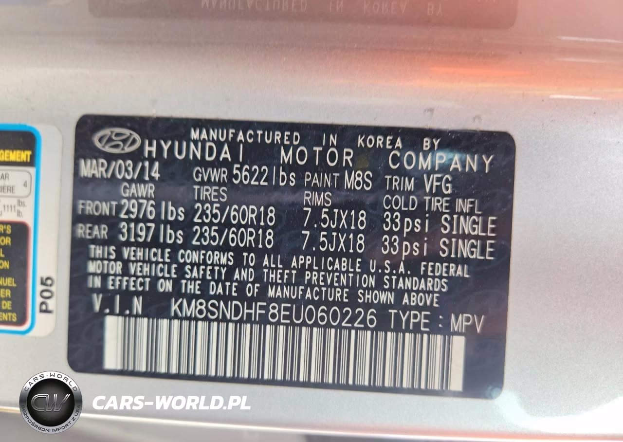 2014 Hyundai Santa Fe Gls VIN:KM8SNDHF8EU060226 - 12