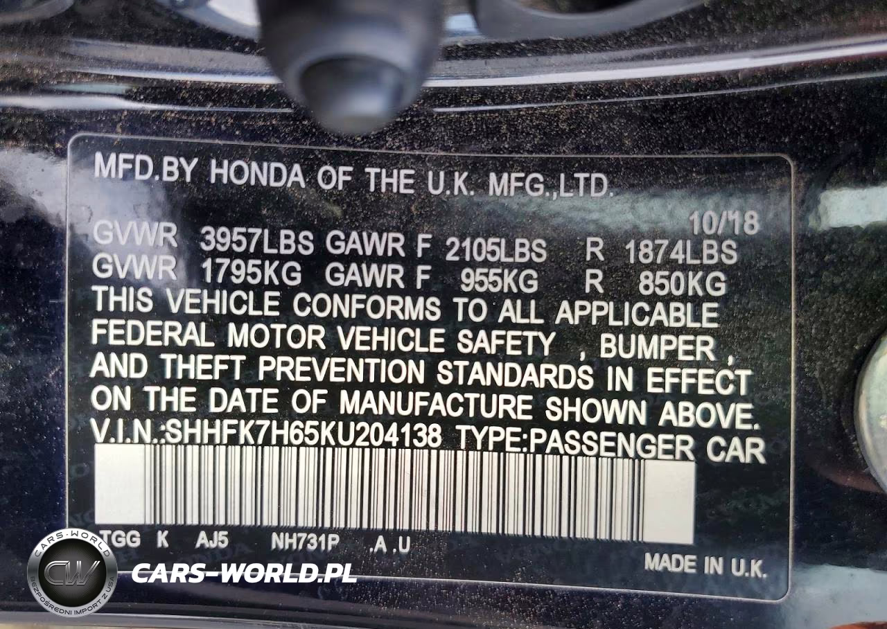 2019 Honda Civic Ex VIN:SHHFK7H65KU204138 - 12