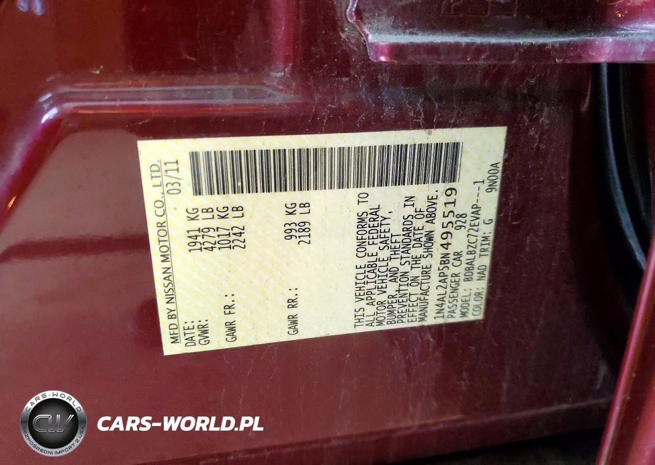 2011 Nissan Altima 2.5 VIN:1N4AL2AP5BN495519 - 12