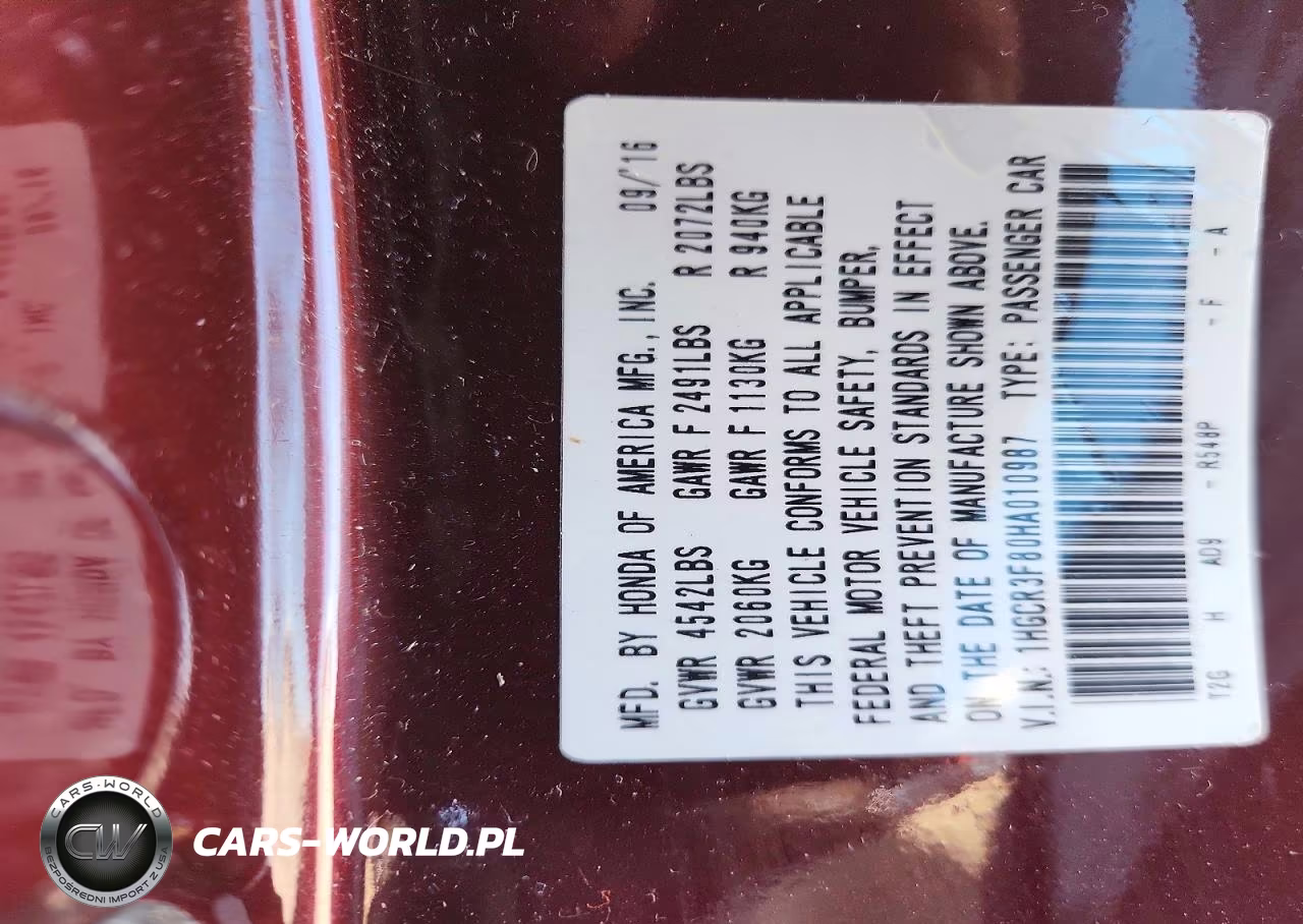 2017 Honda Accord Exl VIN:1HGCR3F80HA010987 - 12