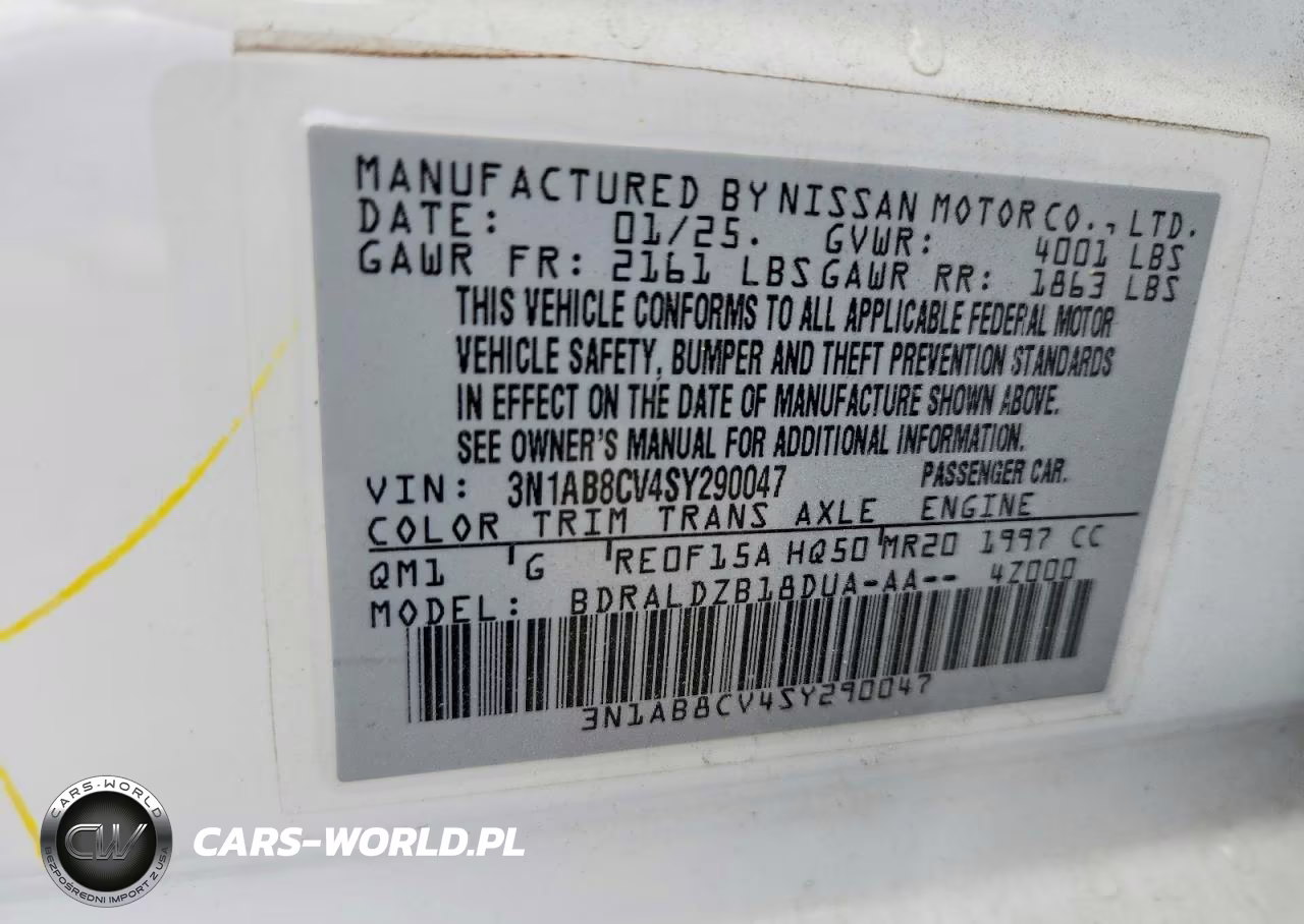 2025 Nissan Sentra Sv VIN:3N1AB8CV4SY290047 - 12