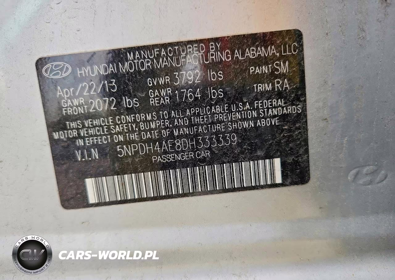 2013 Hyundai Elantra Gls VIN:5NPDH4AE8DH333339 - 12