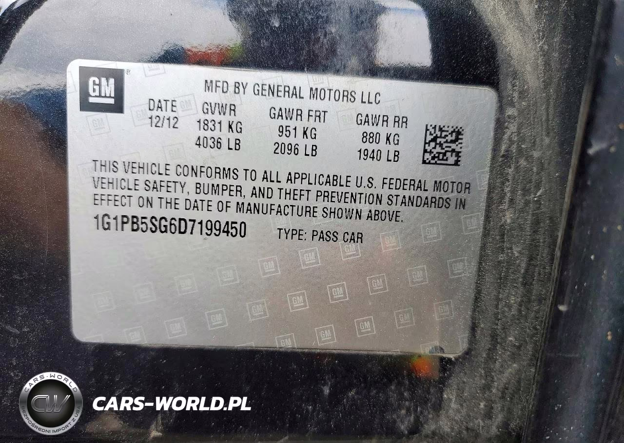 2013 Chevrolet Cruze Ls VIN:1G1PB5SG6D7199450 - 12