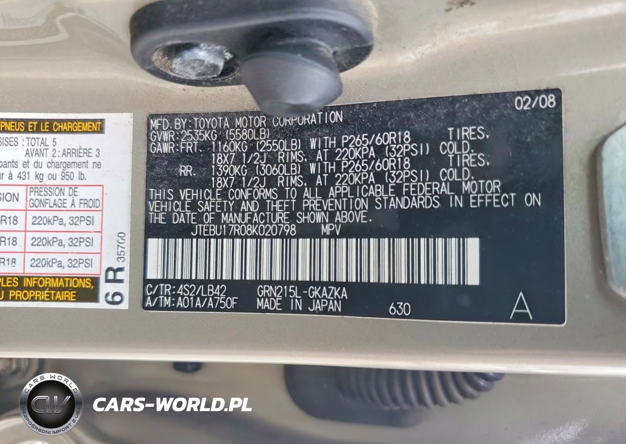 2008 Toyota 4Runner Limited VIN:JTEBU17R08K020798 - 13