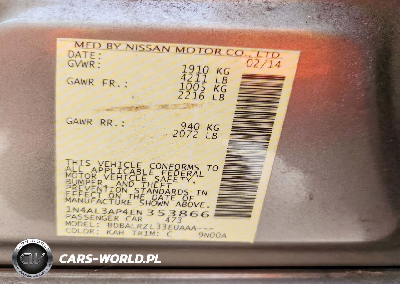 2014 Nissan Altima 2.5 S VIN:1N4AL3AP4EN353866 - 12