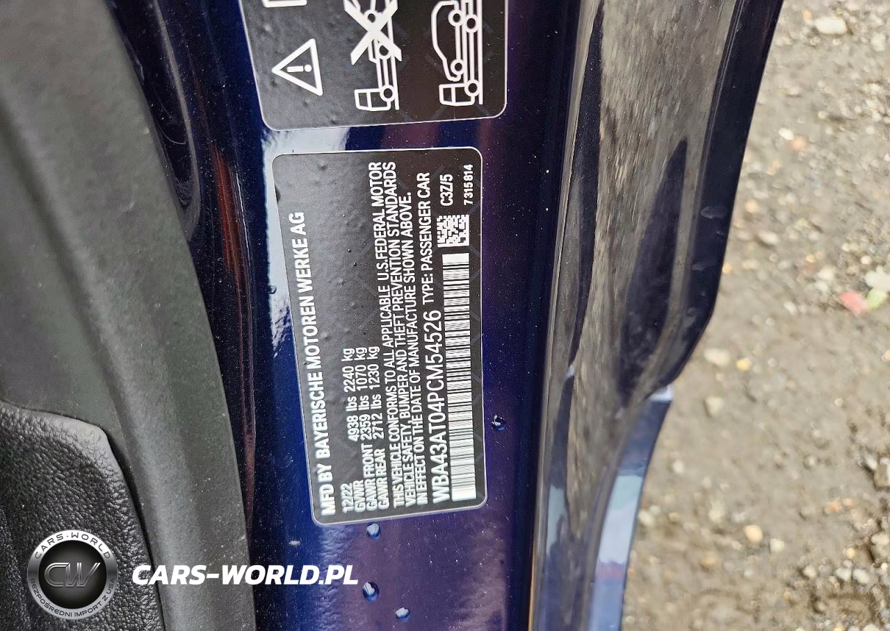 2023 BMW 430Xi VIN:WBA43AT04PCM54526 - 12
