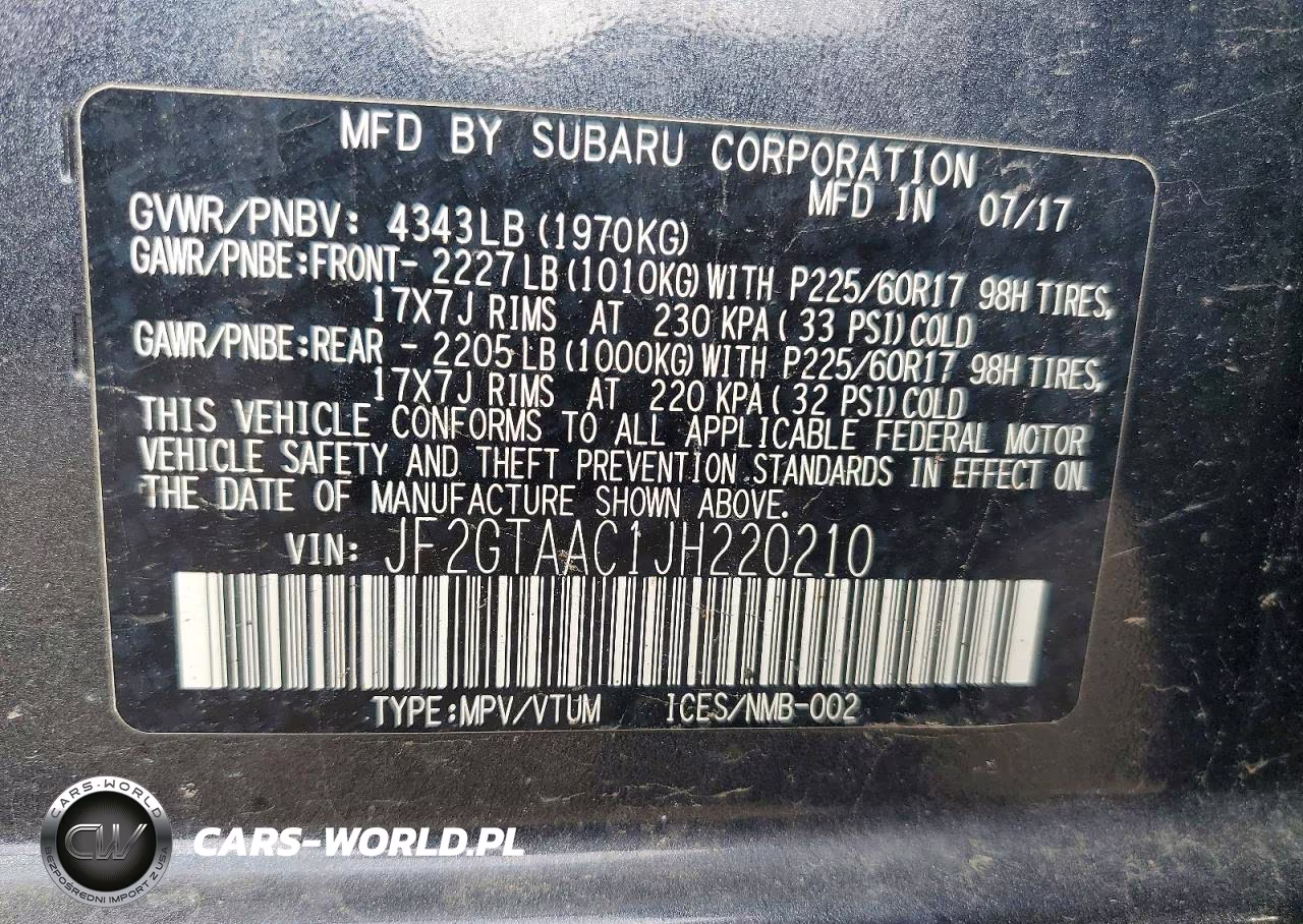 2018 Subaru Crosstrek 2.0I VIN:JF2GTAAC1JH220210 - 13