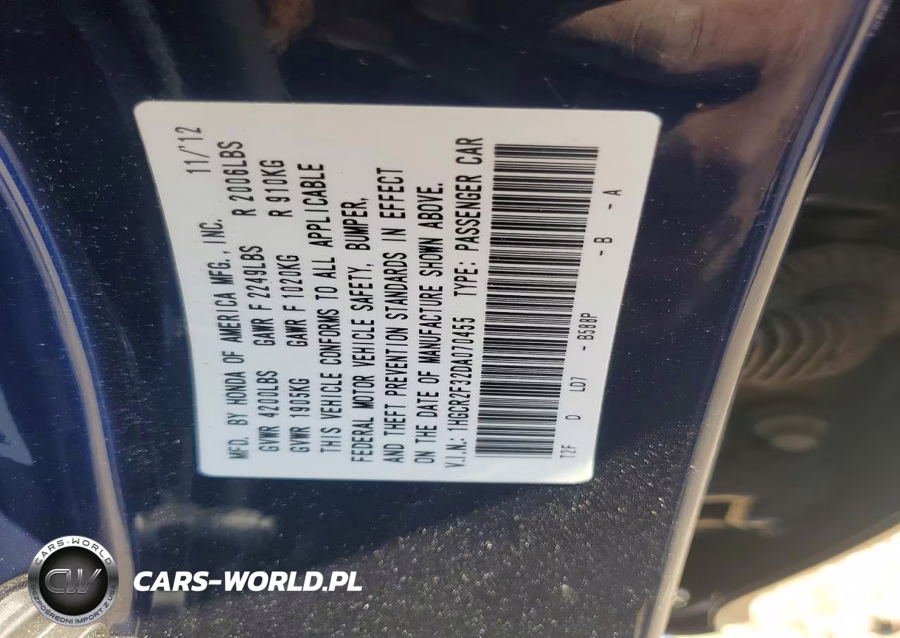2013 Honda Accord Lx VIN:1HGCR2F32DA070455 - 12