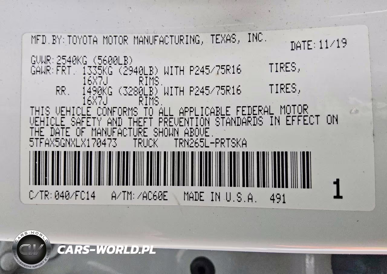 2020 Toyota Tacoma Sr5 VIN:5TFAX5GNXLX170473 - 5