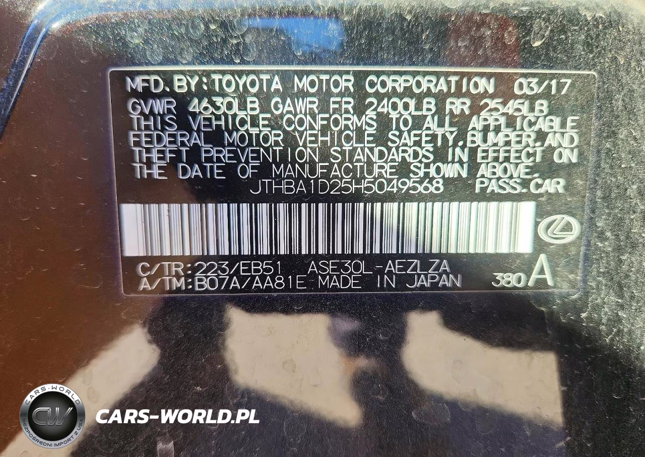 2017 Lexus Is 200T VIN:JTHBA1D25H5049568 - 12