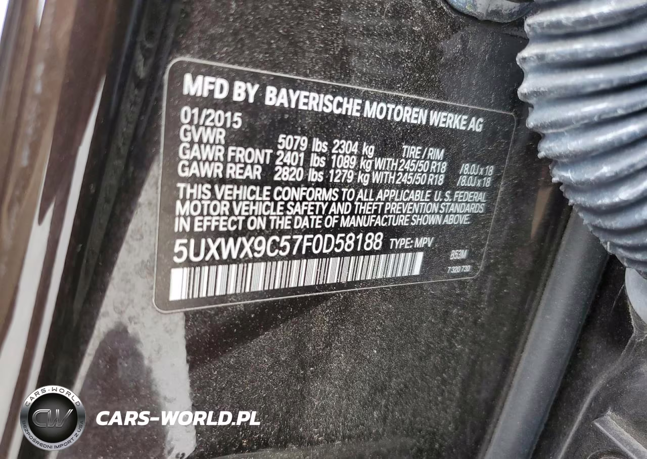 2015 BMW X3 VIN:5UXWX9C57F0D58188 - 13