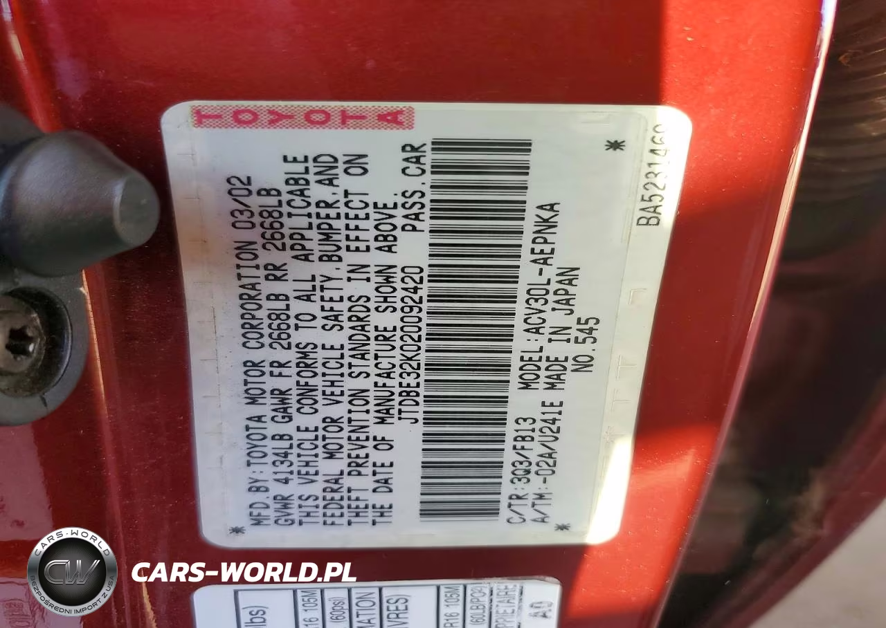 2002 Toyota Camry Le VIN:JTDBE32K020092420 - 12