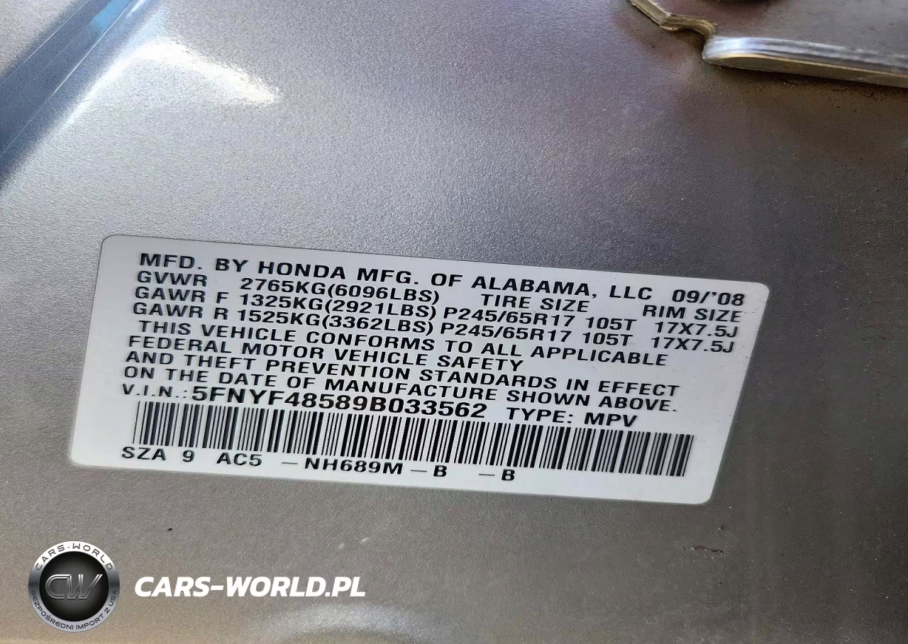2009 Honda Pilot Exl VIN:5FNYF48589B033562 - 13