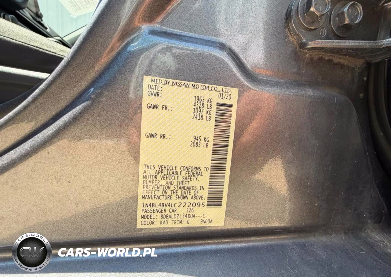 2020 Nissan Altima S VIN:1N4BL4BV4LC222095 - 10