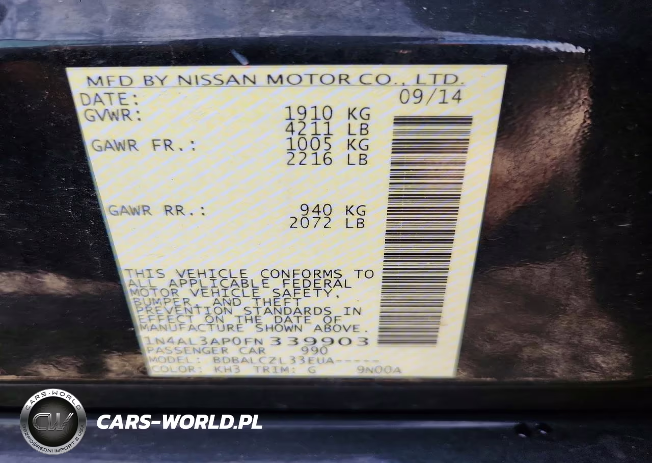 2015 Nissan Altima 2.5 S VIN:1N4AL3AP0FN339903 - 12