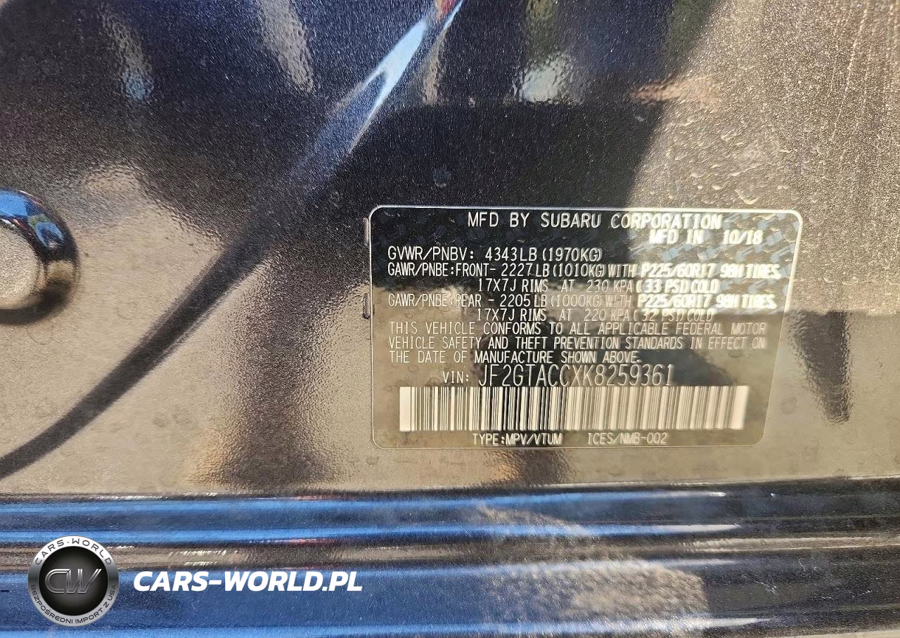 2019 Subaru Crosstrek Premium VIN:JF2GTACCXK8259361 - 12
