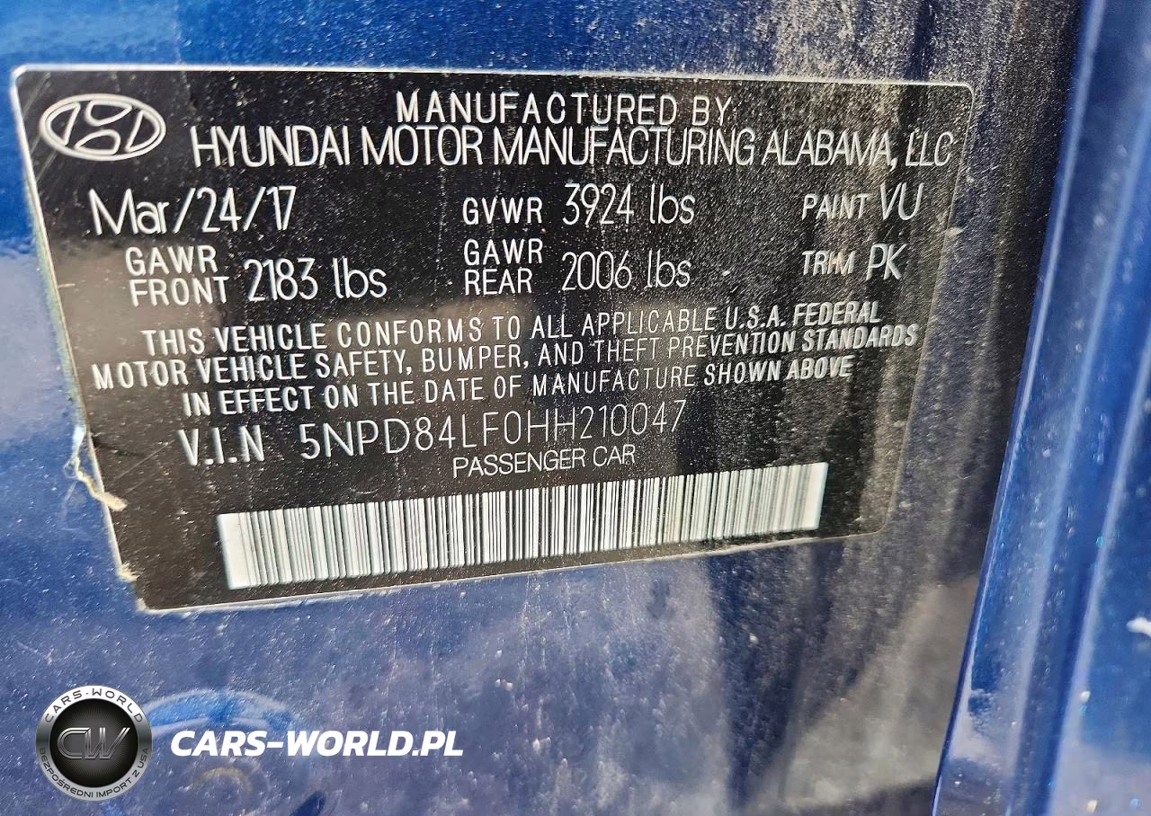 2017 Hyundai Elantra Se VIN:5NPD84LF0HH210047 - 12