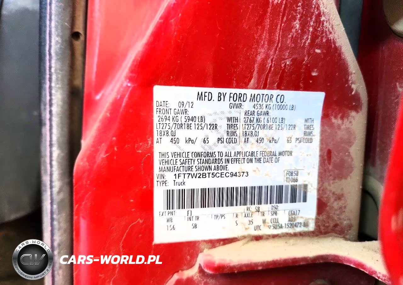 2012 Ford F250 Super Duty VIN:1FT7W2BT5CEC94373 - 13