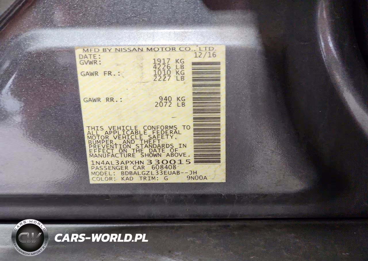 2017 Nissan Altima 2.5 S VIN:1N4AL3APXHN330015 - 13