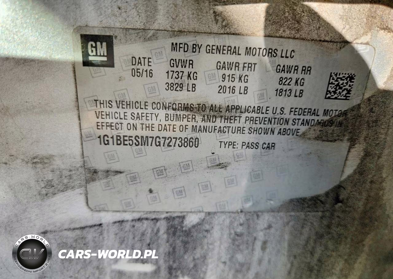 2016 Chevrolet Cruze Lt VIN:1G1BE5SM7G7273860 - 12