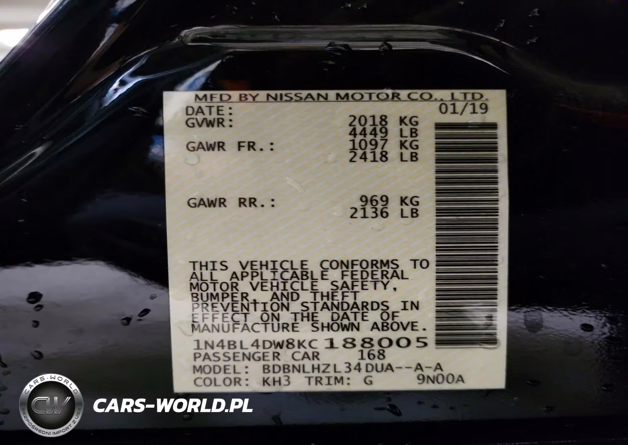 2019 Nissan Altima Sv VIN:1N4BL4DW8KC188005 - 12