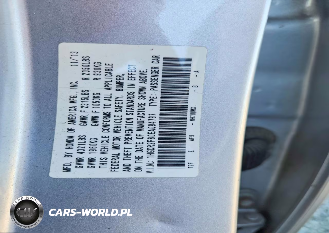 2014 Honda Accord Exl VIN:1HGCR2F80EA094797 - 13